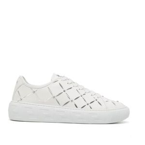 White Genuine Leather Versace Perforated Laser Cut Leather Sneakers Size 44